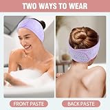 KinHwa 3 Pack Spa Facial Headband Purple Microfibre Adjustable view 5