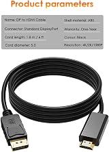 Mepsies DisplayPort to HDMI Cable 6ft 4K DP 1.2 to HDMI 1.4 Uni-Directional view 8