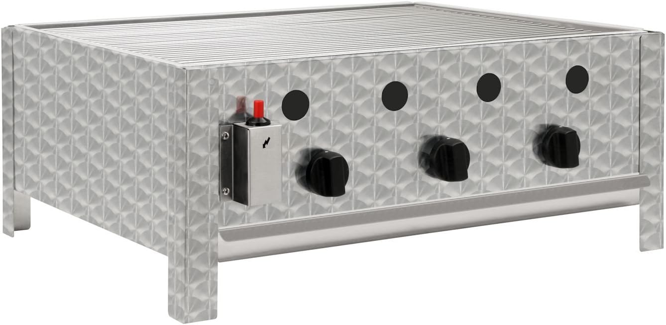 BBQ-Toro Edelstahl Gastrobräter, 3-flammig mit Grillrost und Fettwanne oder mit Pfanne, Gastrogrill, (B) 64 x (T) 52 x (H) 27 cm (mit Grillrost. Flammenblech und Fettwanne)