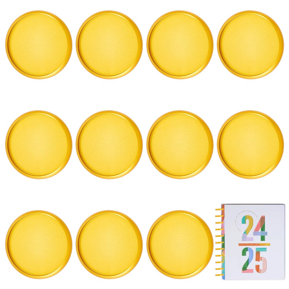 BENECREAT 11Pcs Aluminium Alloy Planner Disc, 31.5mm Gold Binding Disc, Solid Discbound Disc for DIY Notebooks Planner Scrapbooking, Expansion Discs Bookbing Supplies