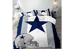 LUVIVIHOME VIVIHOME 3PCS American Football Bedding Set, Sports Duvet Cover Queen, Grey White Navy Blue Striped Comforter Cover, Modern Apartment Bedroom Decor for Men Husband Boyfriend Teen Boys, 2 Pillow Shams