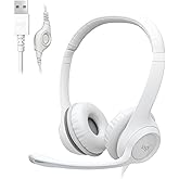 Headset com fio USB Logitech H390 com Almofadas Confortáveis, Controles de Áudio Integrado e Microfone com Redução de Ruído -