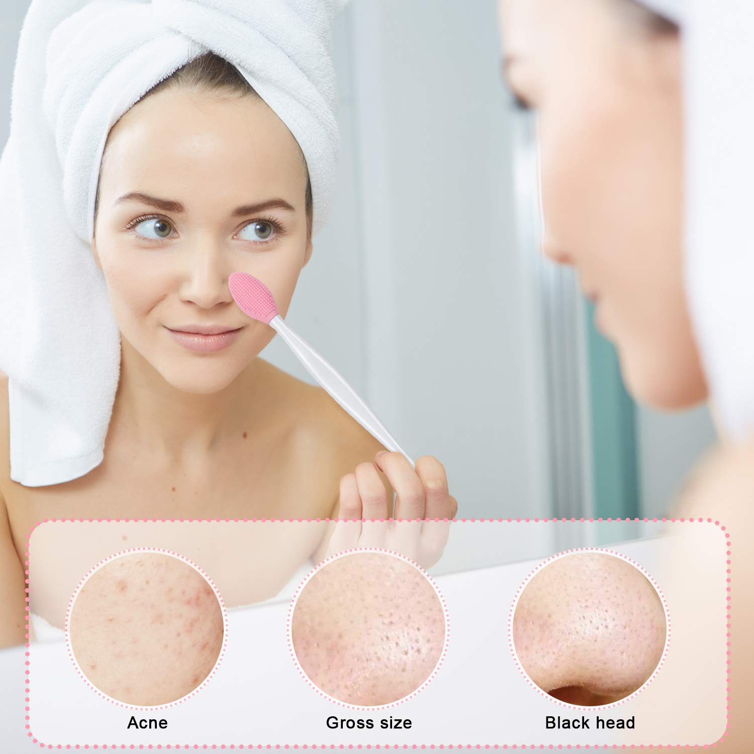 10 Pieces Lip Scrub Brush Kit, 6 Pieces Silicone Exfoliating Lip Brush Double-Sided Soft Lip Exfoliator Tool with 2 Pieces Silicone Face Scrubbers Exfoliator Brush and 2 Pieces Silicone Face Mask: Beauty