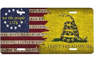 Smoaffly Don't Tread On Me License Plate,American Flag Decorative Car Front,Metal Plate,Vanity Tag,Aluminum Noverlty License Plate for Men/Women/Boy/Girls Car 6×12 Inch