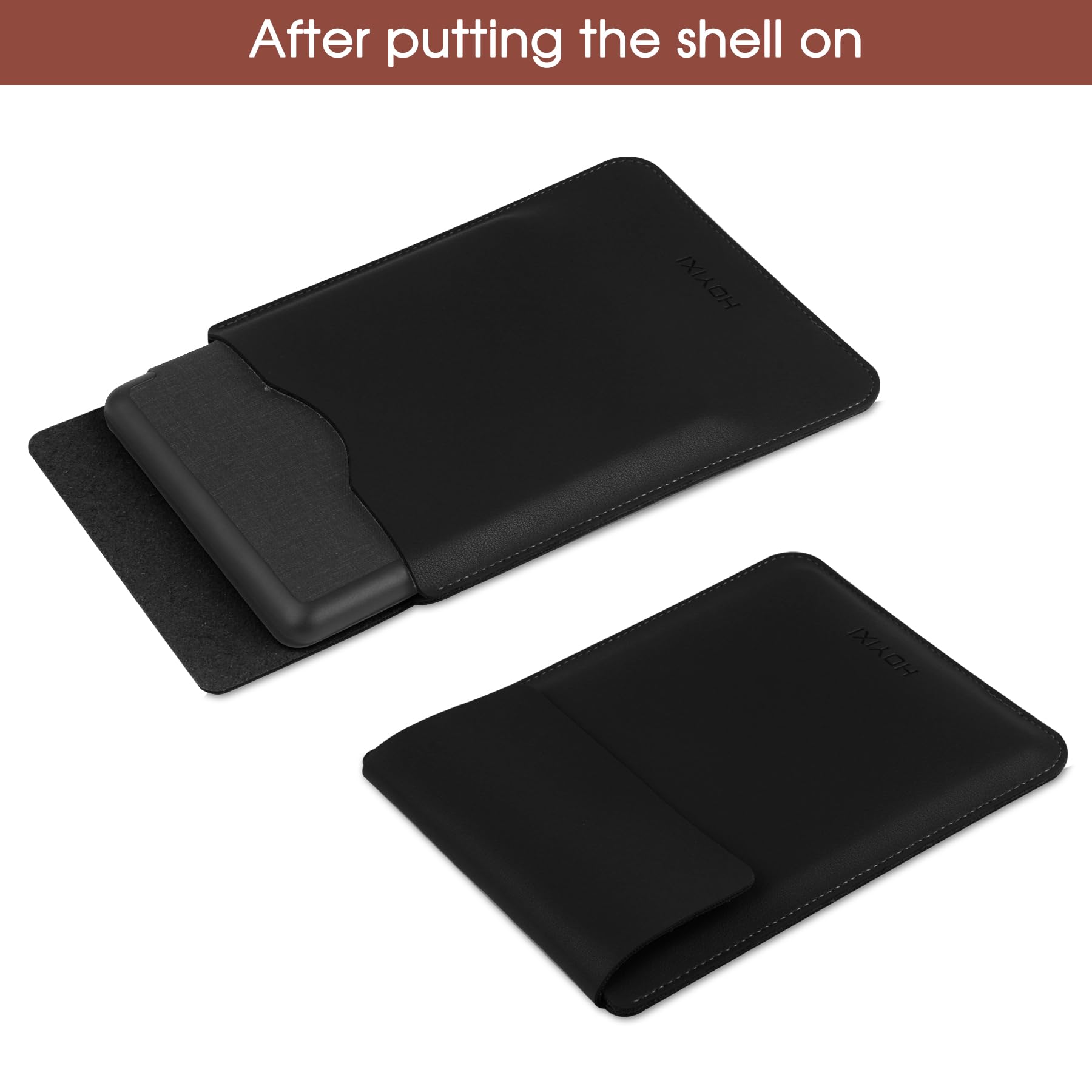 Universal Sleeve Case for 6-inch Kindle/Kobo/Voyaga/Lenovo/Pocketbook/Tolino E-Book E-Reader Lightweight Leather Sleeve Bag Pouch for 6-inch E-Book, Black