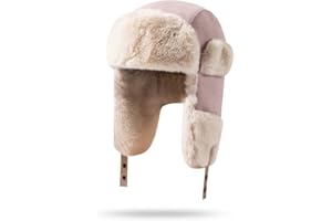 Clakllie Women Men Furry Trapper Hat Winter Trooper Hat Faux Fur Ushanka Bomber Hats Windproof Thermal Snow Caps Skiing Hat