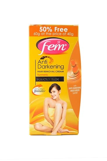 Fem Antidarkening Hair Removing Cream-40 g (Turmeric, 50% Extra)