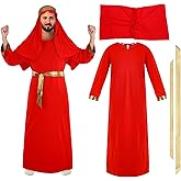 Mepase 4 Pcs Men Biblical Wise Man Costumes Set Adult Nativity Costumes Bible Jesus Outfits Christmas Clothing Accessories