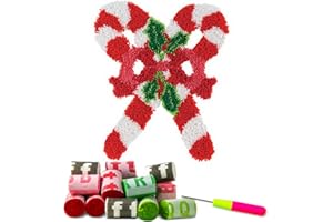 DL-YTG Latch Hook Kits Rug Bow Crochet Yarn Cushion Colour Pre-Printed Canvas Cover Rug Needlework DIY Hook and Latch Kit Home Decoration 52x38cm/20 X15inch