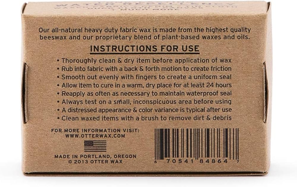 Otter Wax Fabric & Canvas Wax | Regular Bar | All-Natural Water Repellent | Made in USA: Shoes