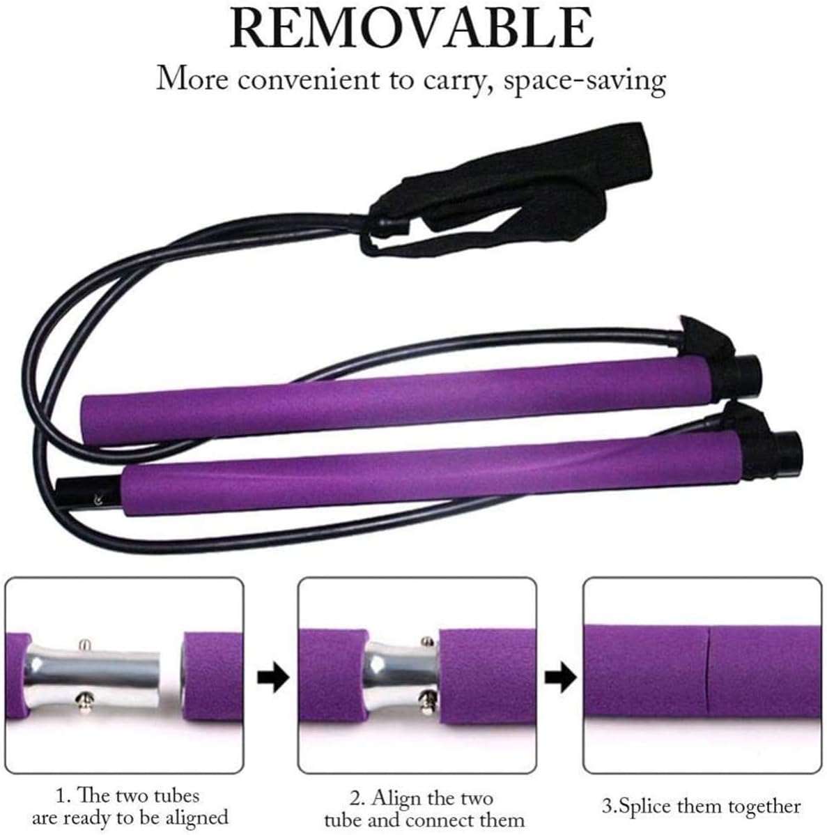 ADO Stap Pilates Stick Portable Pilates Bar Kit Resistance Band Set for Legs, Butt, Back, Arms, Shoulders Total Body Workout : Sports & Outdoors