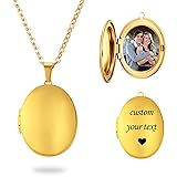 PHOCKSIN Glossy Gold Lockets Personalized Oval