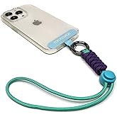 RONGBOER Cell Phone Lanyard Wrist Strap,Key Lanyard for Women,Phone Charms Strap,Short Wrist Lanyard for Keys,Keychain Lanyard (Cyan Purple)