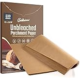 220 Pcs Unbleached Parchment Paper Baking Sheets, Baklicious Pre-cut Heavy Duty Parchment Baking Paper for Air Fryer, Oven, B