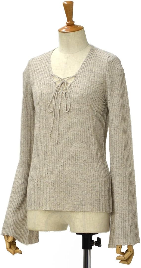 Amazon Roberto Collina ロベルト コリーナ Vネックレースアップニット T 03 Ecru ビスコース リネン エクリュ S レディース 通販