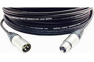 200 Foot 3-Pin XLR 24 AWG (Gauge) DMX512 Data Cable Male to Female for Stage Lighting, LED Uplights, DJ Lights and DMX512 Controller- Made by Custom Cable Connection