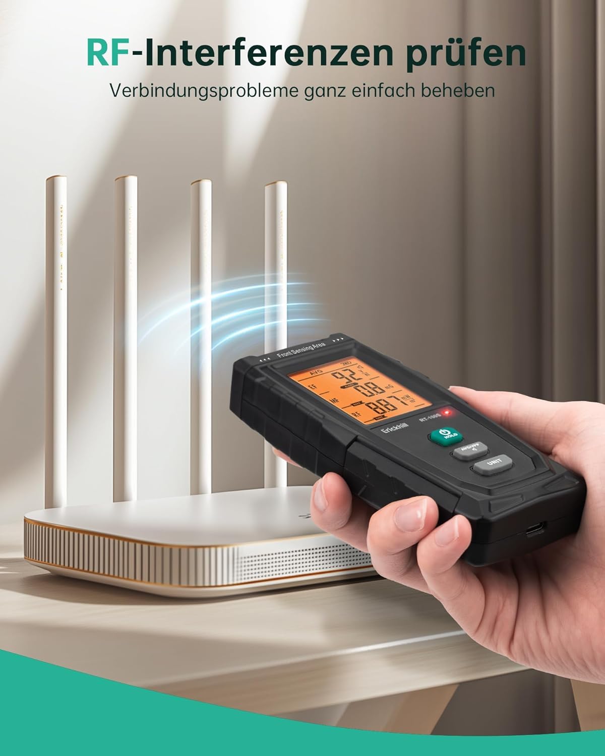 ERICKHILL EMF Messgerät RT-100S, EF/MF/RF-Prüfung, wiederaufladbarer magnetfeld, digitaler/Grafik-Dual-Interface-Strahlungsdetektor, digitaler LCD-Bildschirm, für Zuhause, Büro, Outdoor 6