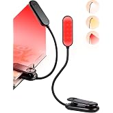 Finezeal 670nm Red Book Light for Reading at Night [1 Pack] - Zero Blue Light, Dimmable Reading Lights for Books in Bed, LED Book Lamp Clip on, Gift for Students Parents Nurse Studying Travel
