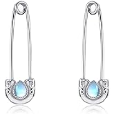 Safety Pin Earrings Sterling Silver Sunflower Hoop Earrings Filigree Safety Pin Jewelry Gifts for Women