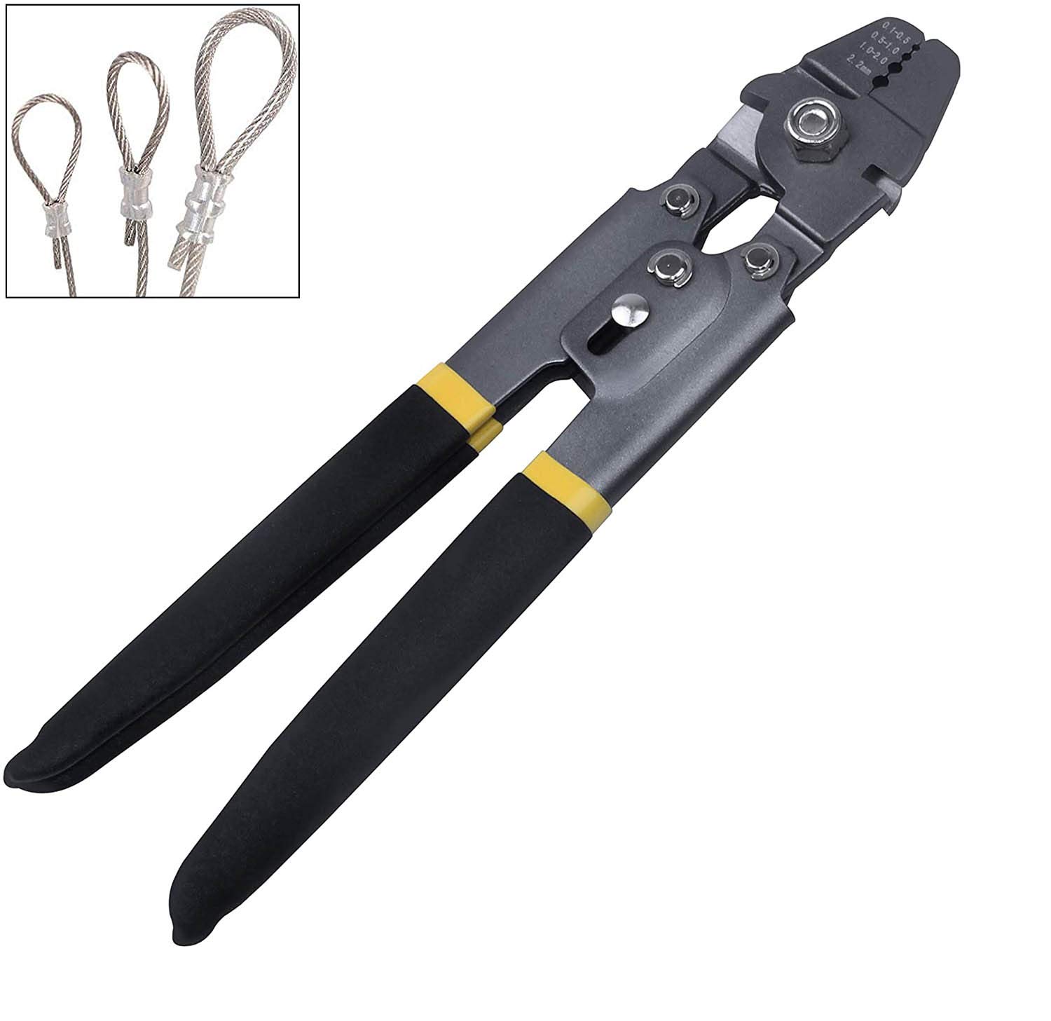 Wire Rope Crimper Sleeve Crimping Tool, Hand Crimping Pliers Set Crimp Sleeves Steel Wire Rope Cutter Crimper Tools Fishing Accessories