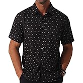 fohemr Mens Short Sleeve Casual Button Down Graphic Printed Shirt Summer Untucked Business Pattern Dress Shirts with Pocket