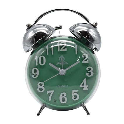 Twin Bell Alarm Clock, Round - Green