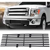 PIT66 Lower Bumper Billet Grille Insert Fit Ford F150 2009‑2014 Black | Front bumper horizontal grill, direct replacement, NOT fit Raptor &amp; Harley‑Davidson, OE F66789H
