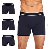 ShieldEase Washable Incontinence Boxer Briefs for Men - Cotton Urinary Leakproof Underwear with Fly, Enhanced Front & Rear Protection 150 ml Absorbency (3 Pack, 3XL, Blue)