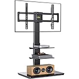 AM alphamount Swivel Floor TV Stand/Base for 37-75 Inch TVs-Universal Corner TV Stand Mount with Storage Media-Height Adjusta
