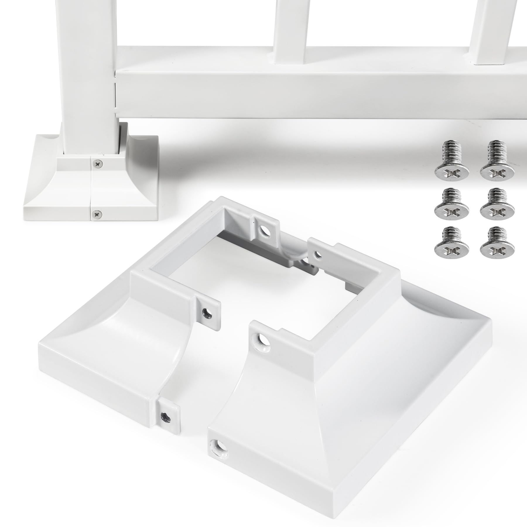 Photo 1 of Epcee 2pcs Post 2" Aluminum Deck Post Base Cover, Post Skirt, Handrail, Stair, Porch, Deck Railing Base Brackets Covers (White)