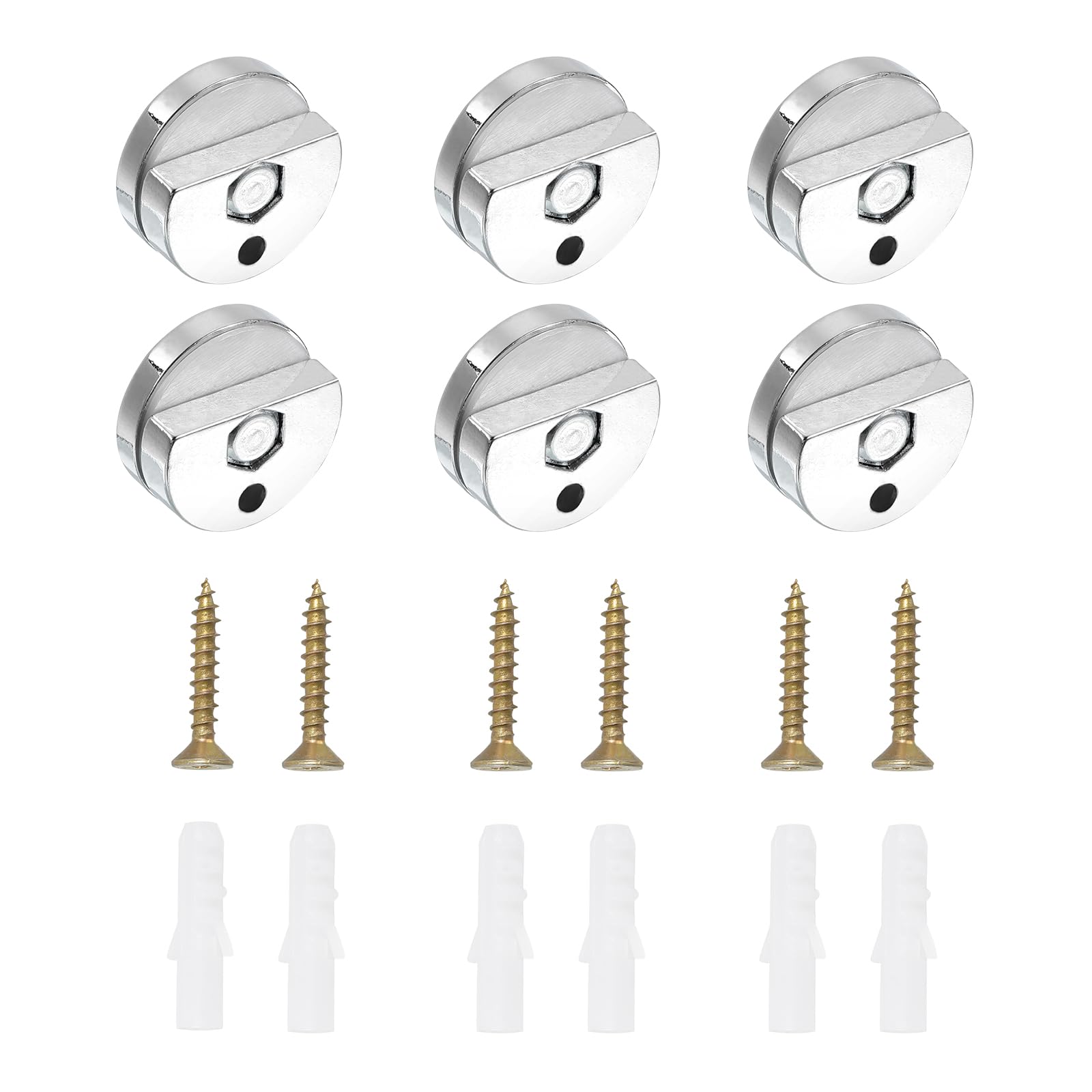 PATIKIL Mirror Clip, 6 Pcs Zinc Alloy Mirror Mounting Clip Clamps Kit Fixing Semicircle Holder Brackets for 3-5mm Thick Glass in Bathroom Bedroom, Silver