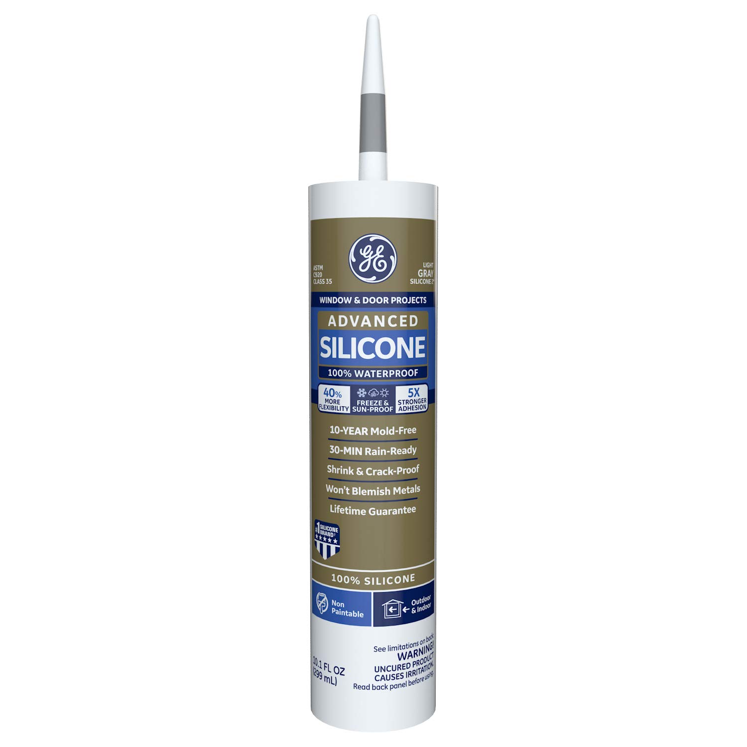 Photo 1 of GE GE5008 Silicone 2+ Window and Door Caulk 10.1 oz Tube Light Grey