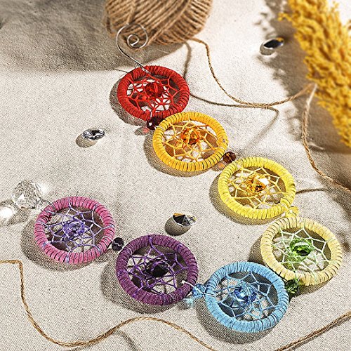 H&D Chakra Dream Catcher with 20mm Crystal Chandelier Ball Prisms Suncatcher Handmade Rainbow Fengshui Pendant - Thumbnail 2