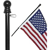 American Signature Heavy-Duty Aluminum Tangle Free Spinning 5 Foot Flag Pole with Metal Mounting Rings - Outdoor Wall Mount Flagpole for Residential Commercial (5' Black)