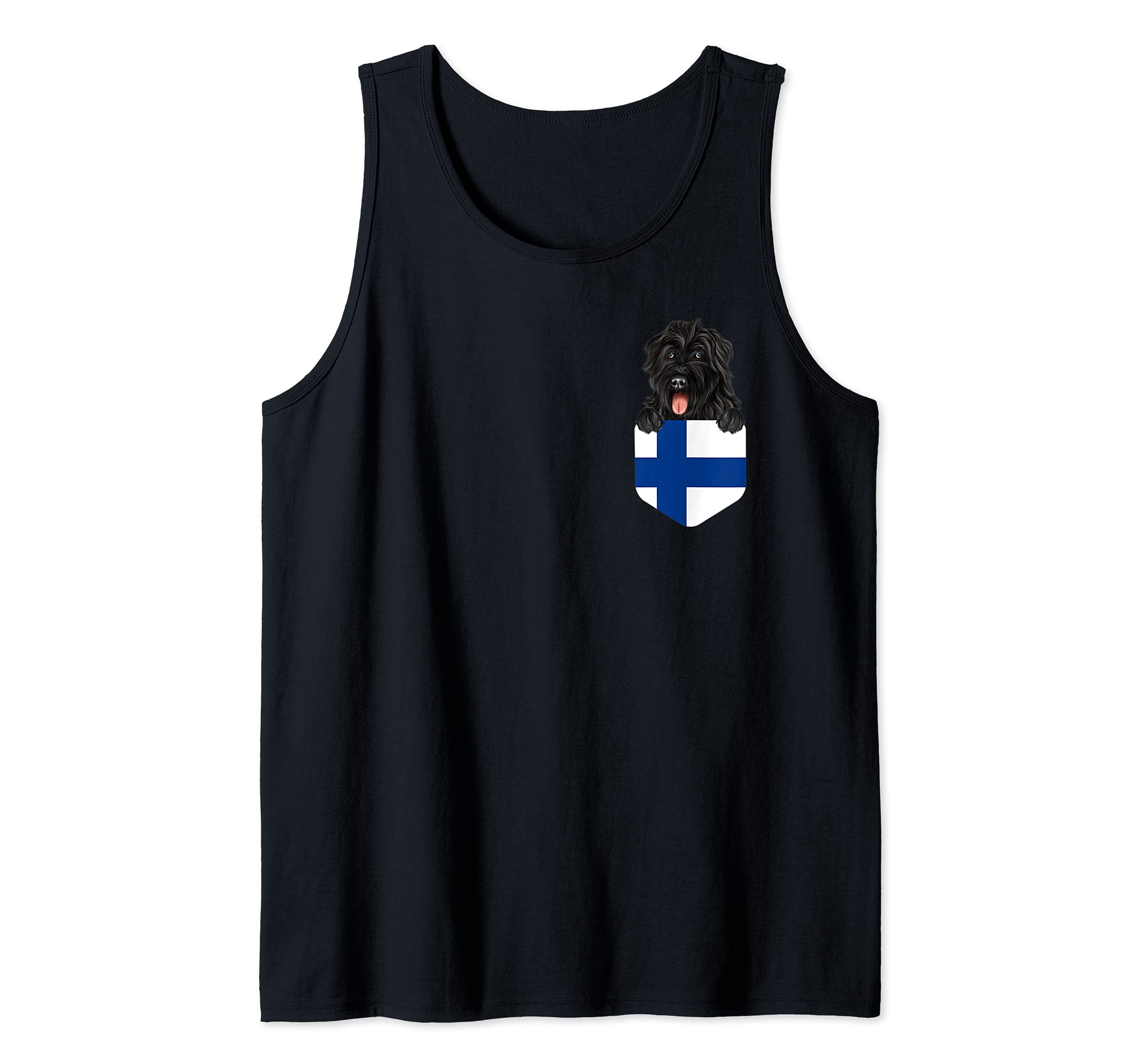 Finland Flag Bouvier des Flandres Dog In Pocket Tank Top