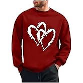 Valentines Day Sweatshirt for Men Love Heart Graphic Crewneck Pullover Sweatshirts Funny Long Sleeve Valentine Shirts