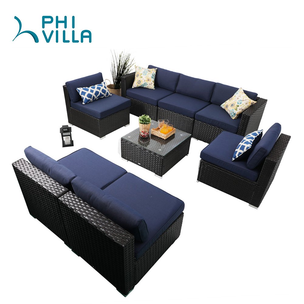 Best outdoor sectional sofa set rattan wicker patio navy