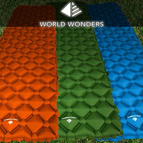 World Wonders Ultralight Camping Sleeping Pad + 5 In 1 Emergency Survival Bracelet Gift Set - Small and Portable for Backpacking, Hiking, Outdoors - 40D Material is Durable, and Comfortable