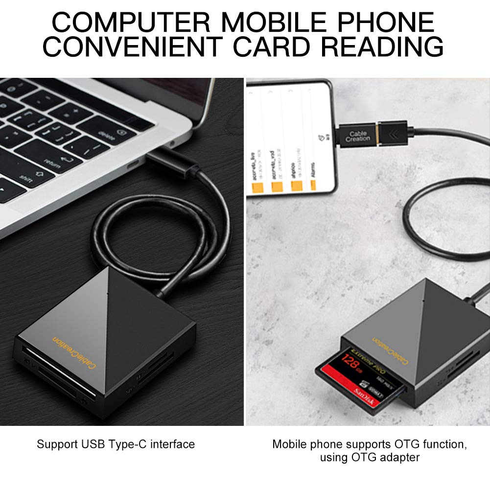 ULBRE SD Card Reader USB 3.0 5Gbps Multi-Card Adapter Read 4 Cards Simultaneously for Micro CF, CF, CFI, TF, MS, SD, SDXC, SDHC, Micro SD, Micro SDHC, Micro SDXC, MS PRO, MSD UO, MSD PRODUO