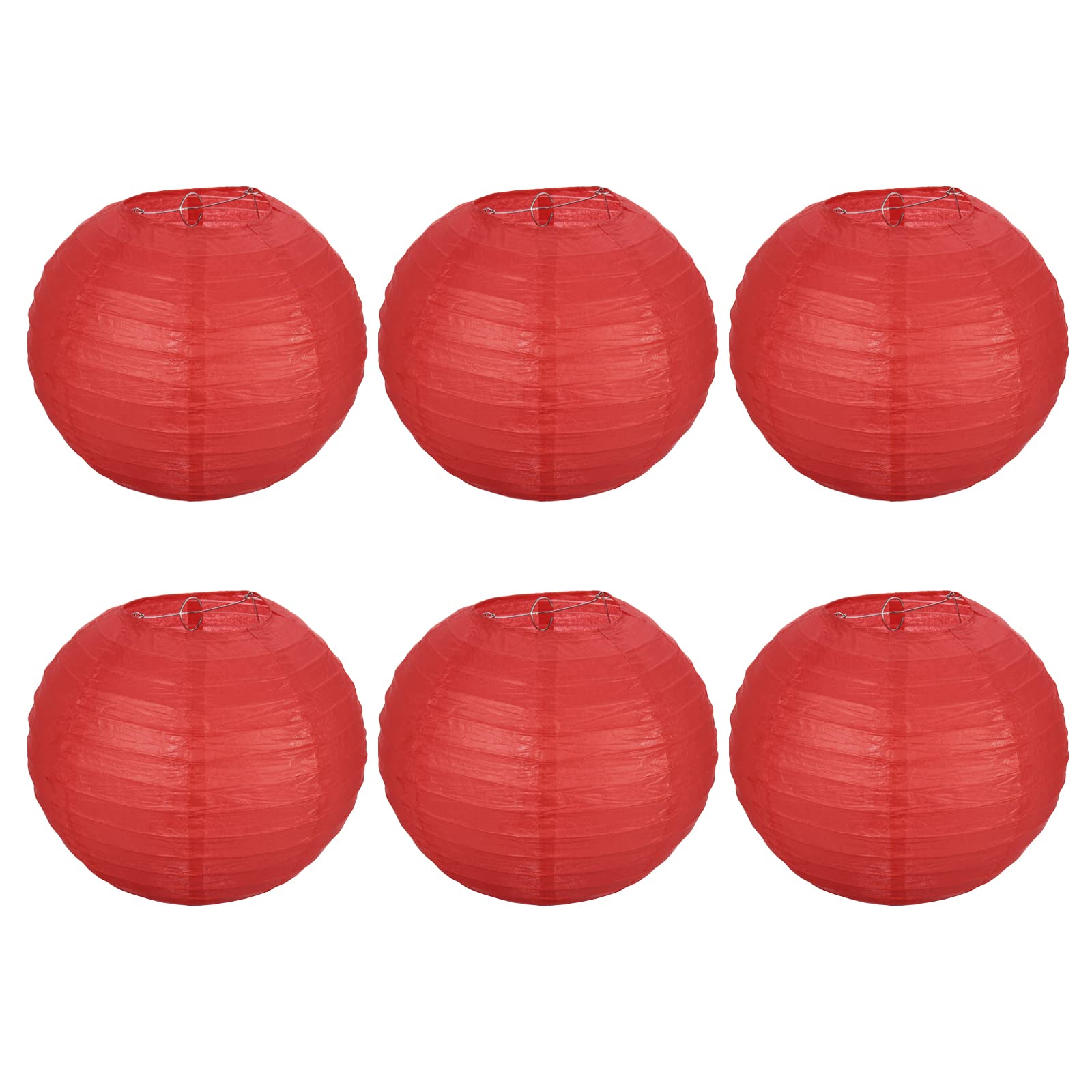 PATIKIL 8 Inch Paper Lanterns, 6 Pack Round Folding Hanging Lamp Shade for Wedding Home Party Festival Celebration, Red