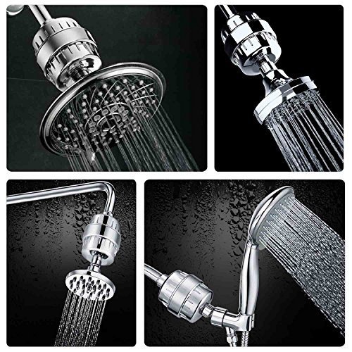 Ahbbry 12-Stage Shower Water Filter with 2 Replacement Cartridges, to Remove Hard Water, Chlorine, Flouride and Heavy Metals, for Any Shower Head and Handheld Shower,to Protect Your Skin and Hair