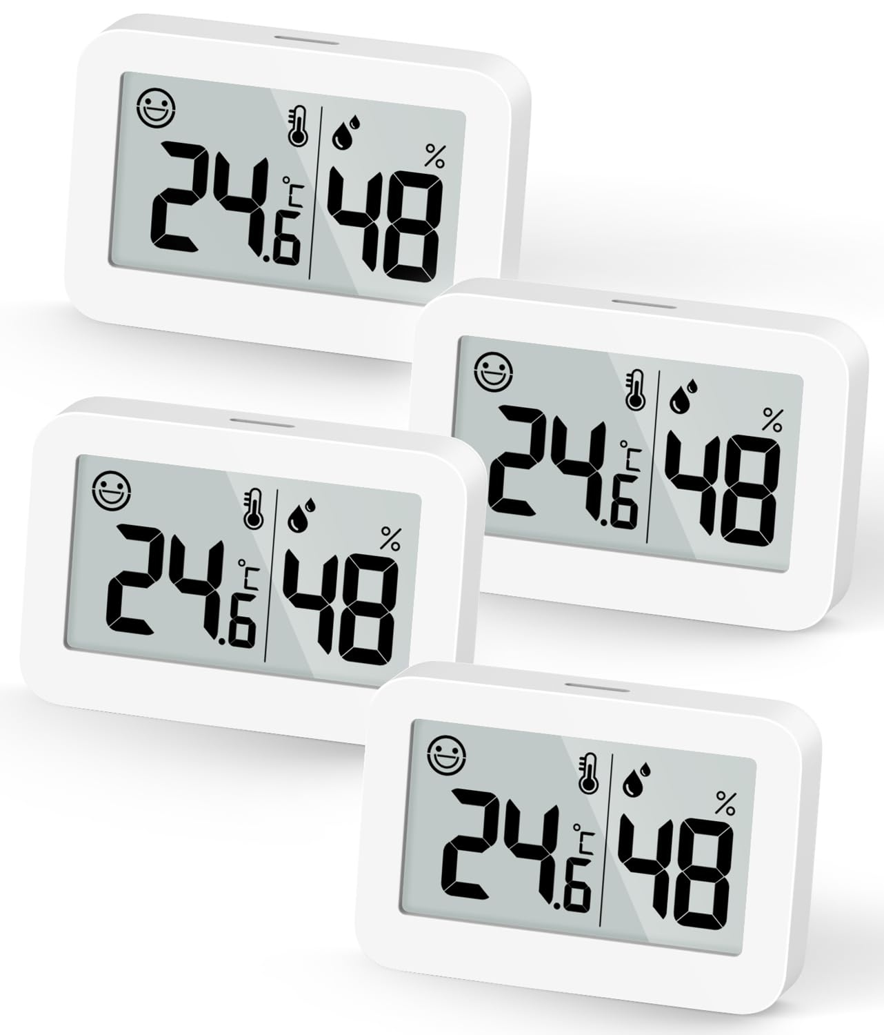 DOOMAY 4-Pack Mini Hygrometer Indoor Thermometer, Humidity Gauge with Celsius (℃), Humidity Meter Digital Temperature Monitor for Greenhouse, Babyroom, Cellar, Reptile Incubator, Closet