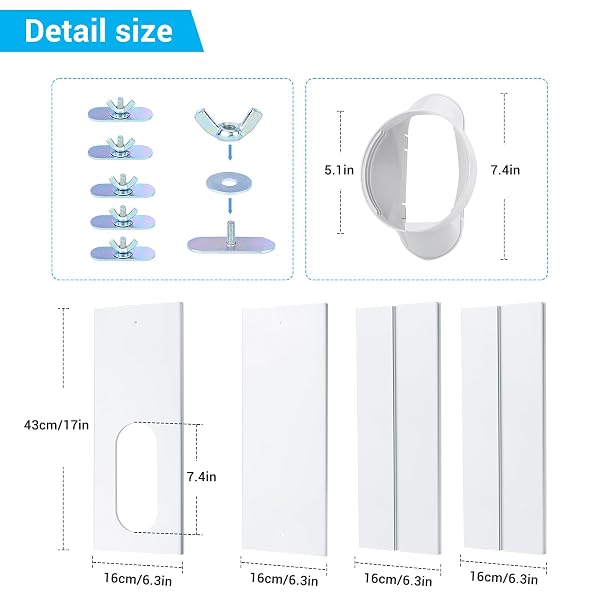 MRRIHAND PORTABLE AC VENT KIT WITH 5.1” EXHAUST HOSE & COUPLER, UPGRADED SEAMLESS AIR CONDITIONER VENT KIT, ADJUSTABLE WINDOW SEAL FOR SLIDING VERTICAL & HORIZONTAL WINDOWS