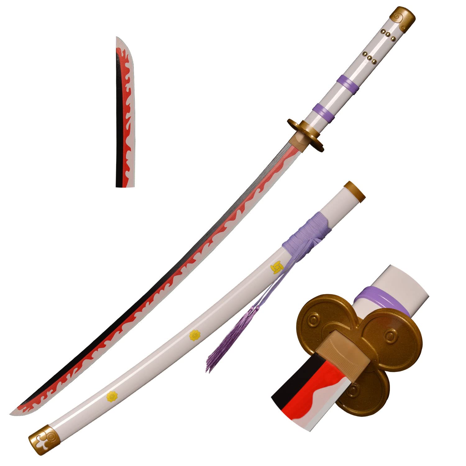 Skyward Blade Wooden Sword Roronoa Zoro Katana, Japanese Samurai Sword Original Anime Replica, Sky Feather Slash, Katana by Yama Enma, White for Cosplay Collection