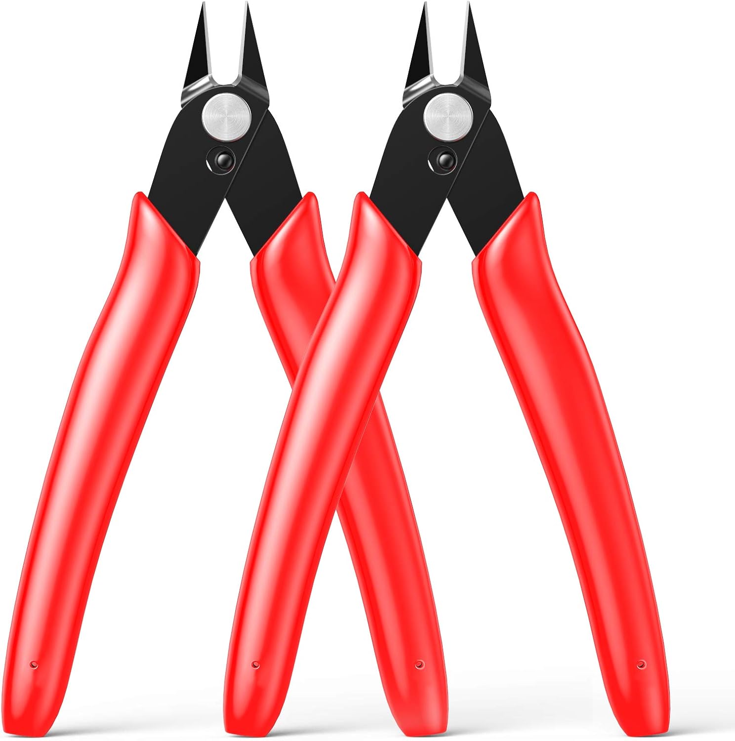 BOENFU Flush Cutter, Side Cutting Pliers, Internal Wire Spring, Zip Tie Cutter 5 Inches, Black - 2 Pack - - 