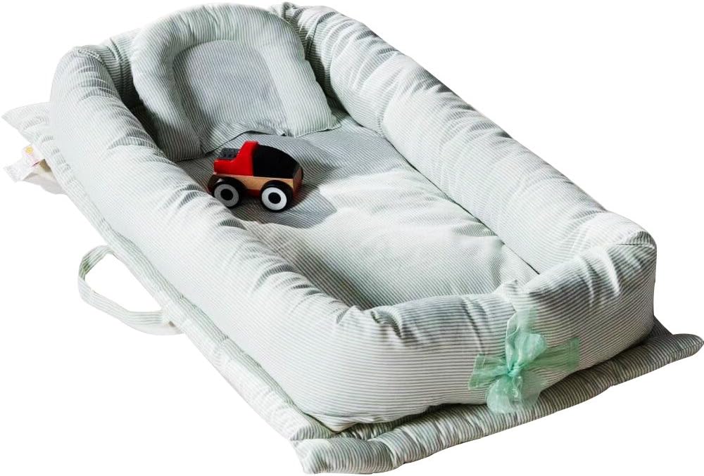 MJTP Portable Newborn Baby Toddler Foldable Beds with A Baby Pillow Simulating Mother's Uterus Environment Bed (Light Green)