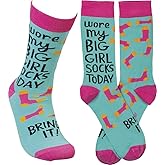 Primitives by Kathy Novelty Socks, Colorful Woven Design/coordinating Wore My Big Girl Socks Today Bring It! Sassy Sentiment/Birthday/Friend/Christmas/Cotton, nylon, spandex. One size, LOL Collection