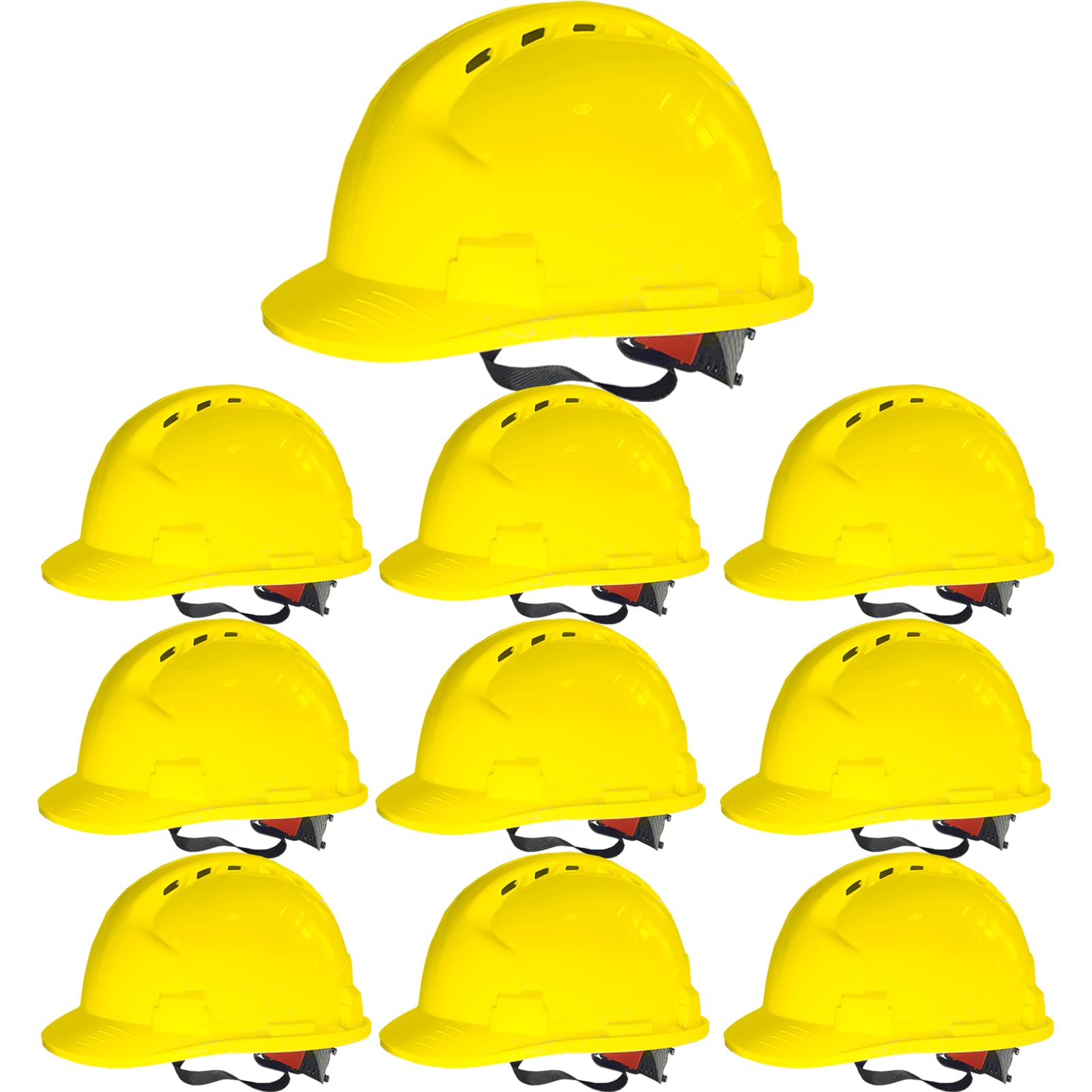 Photo 1 of 6 Pack 4 Pt. Suspension Hard Hat Bulk Safety Helmets Adjustable Ratchet Hard Hats, Vents & Sweat Cotton Brow Pad - ABS Construction Safety Helmets for Work Sites & Outdoor Labor