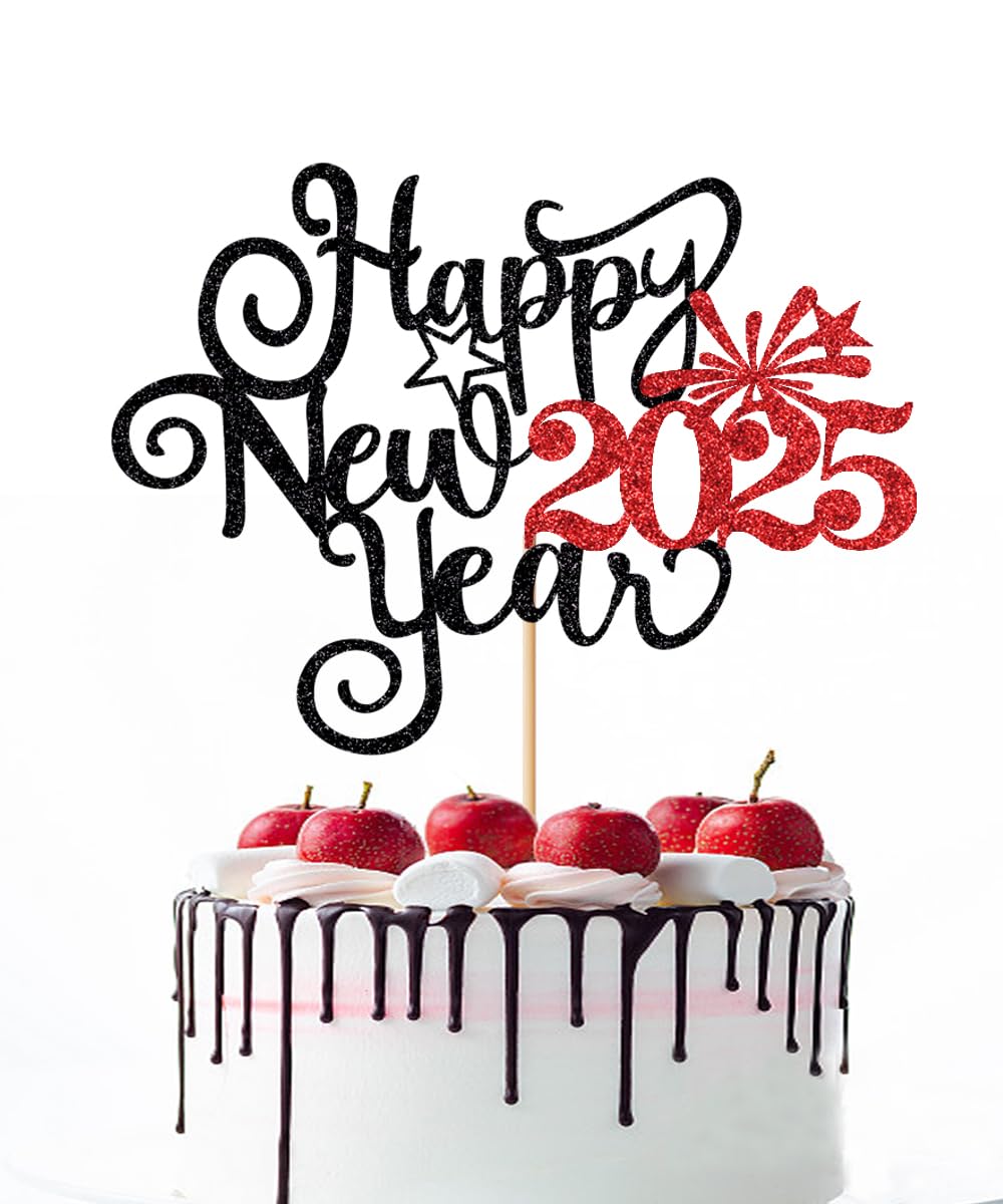 2026 Happy New Year Cake Topper – Glittery Welcome Sign For Cakes, Cupcakes & Desserts | New Year Party Decor