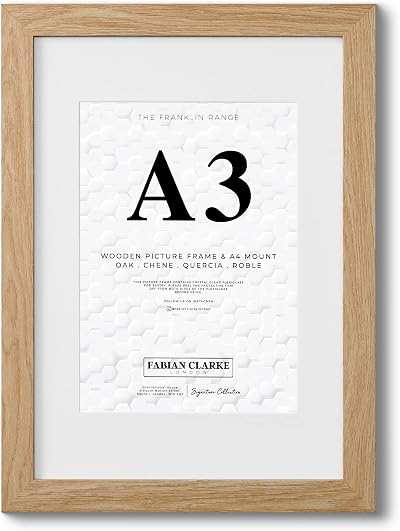 Fabian Clarke London A3 Modern Oak Frame with White A4 Mount Portrait or